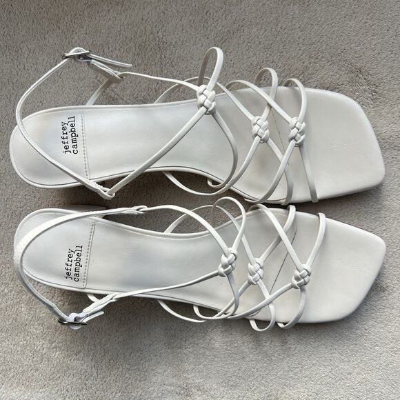 Jeffrey Campbell White Patent Leather Strappy Heeled Sandals Women US 9 Casual - Picture 6 of 14